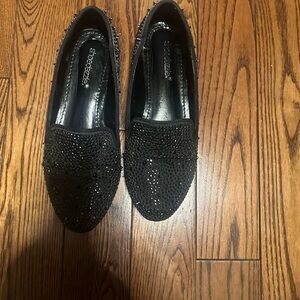 Shoe Dazzle Black Embellished Loafers